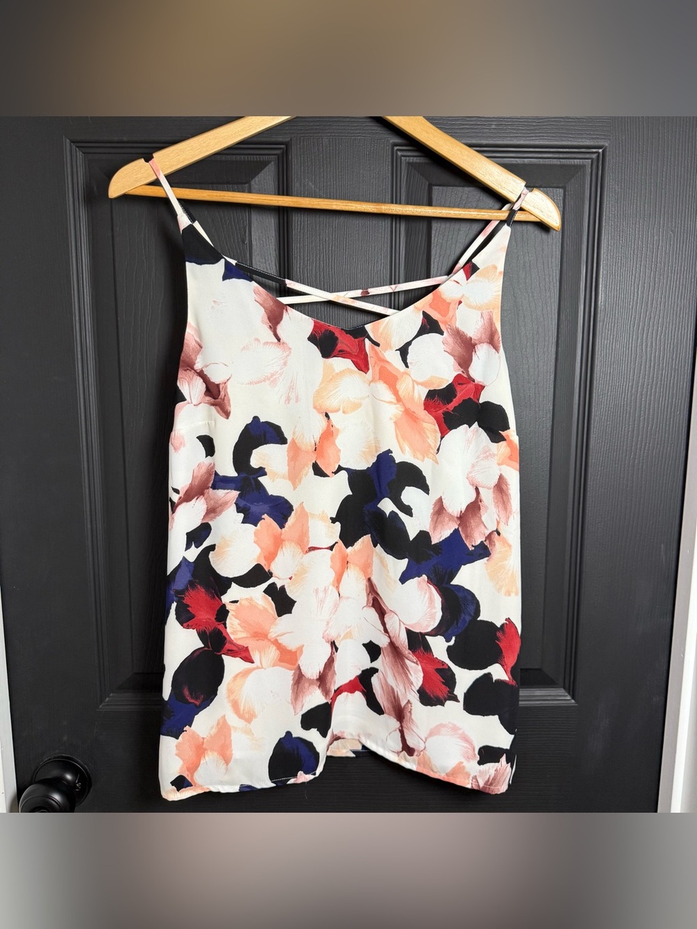 1 STATE Floral Strappy V-Neck Cami in White, Coral, Navy & Black
